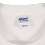 Gildan 90's Racing Women Short Sleeve Button Up T Shirt Large White