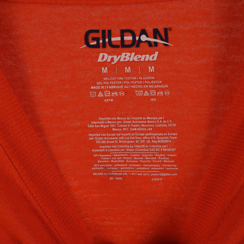 Gildan 90's Back Print Short Sleeve T Shirt Medium Orange