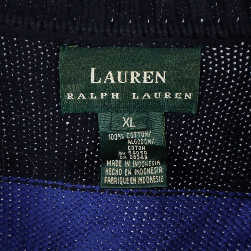 Ralph Lauren 90's Quarter Zip Striped Long Sleeve Jumper XLarge Black