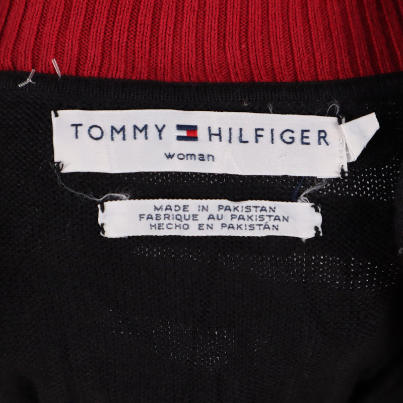 Tommy Hilfiger 90's Striped Quarter Zip Baggy Jumper XLarge Black