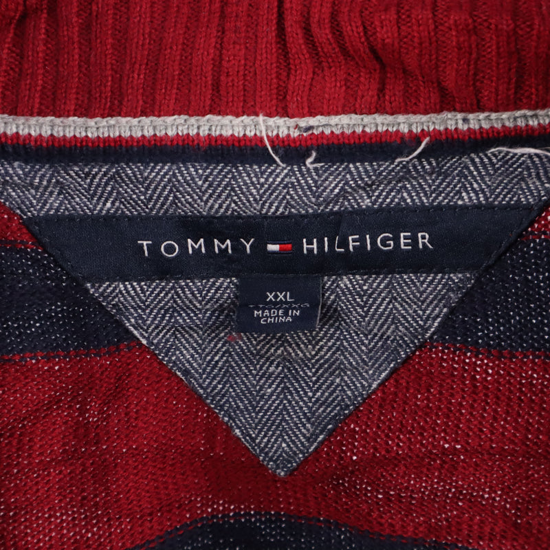 Tommy Hilfiger 90's Quarter Zip Striped Long Sleeve Jumper XXLarge (2XL) Navy Blue
