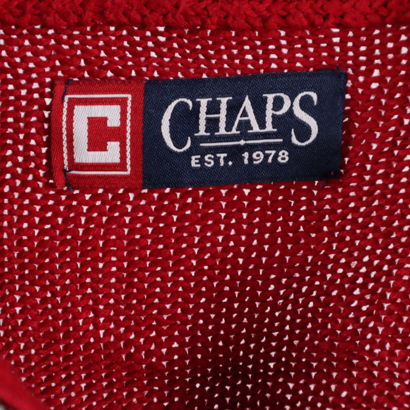 Chaps 90's Quarter Zip Knitted Jumper / Sweater XLarge Red