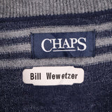 Chaps 90's Quarter Zip Striped Long Sleeve Jumper Medium Grey
