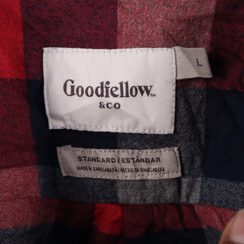 Goodfellow&Co 90's Check Long Sleeve Button Up Shirt large Grey