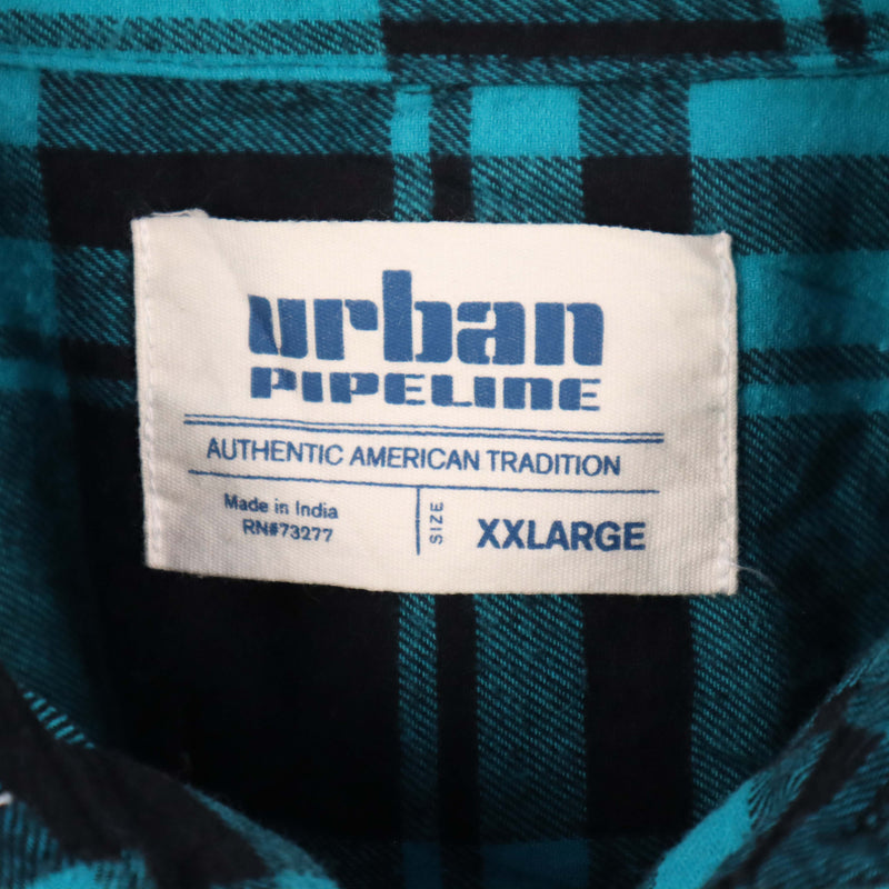 Urban 90's Tartened lined Check Long Sleeve Button Up Shirt XXLarge (2XL) Black