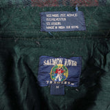 Salmon River 90's Tartened lined Fleece Button Up Long Sleeve Shirt Medium Green