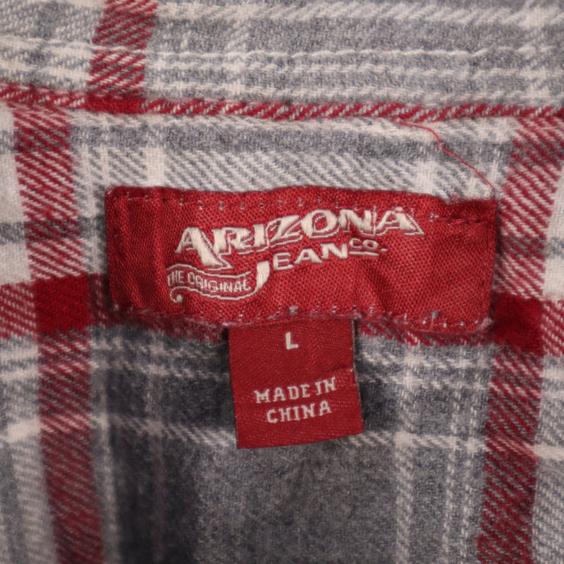 Arizona Jeans 90's Check Button Up Long Sleeve Shirt Large Grey