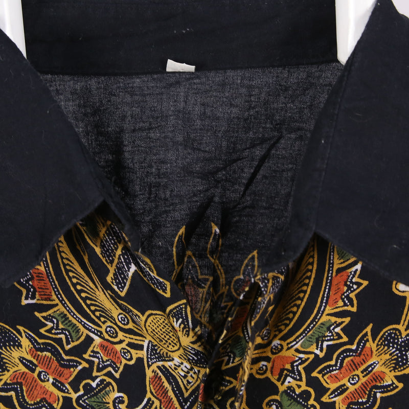 Vintage club 90's Graphic Short Sleeve Button Up Shirt XLarge Black