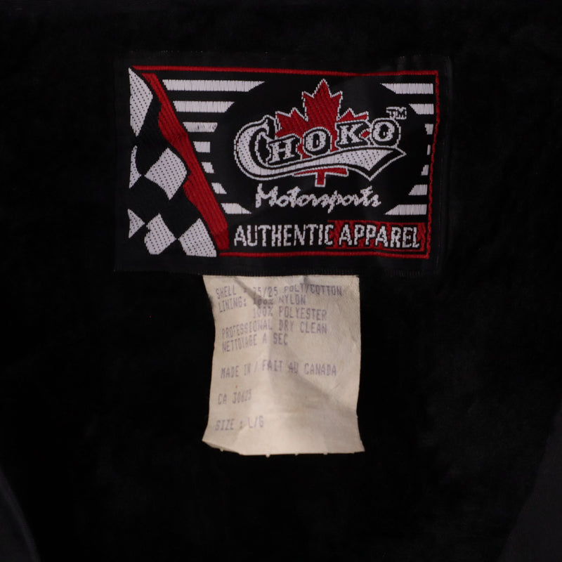 Choko 90's Nascar Zip Up Puffer Jacket Large Black