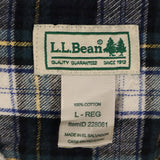 L.L.Bean 90's Check Long Sleeve Button Up Shirt Large Blue
