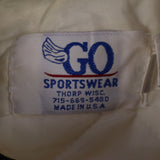 GO SportsWear 90's Chicago Button Up Back Print Varsity Jacket XLarge White