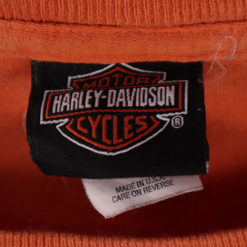 Harley Davidson 90's Short Sleeve Back Print Crewneck T Shirt XLarge Orange