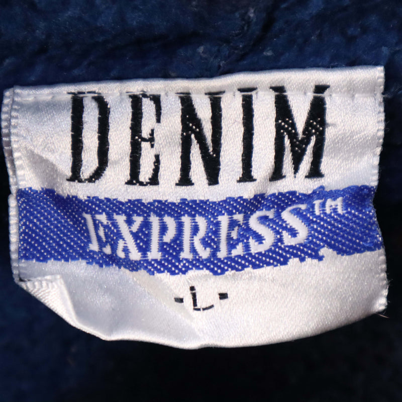Denim Express 90's Aztec Hooded Zip Up Fleece Jumper Large Blue