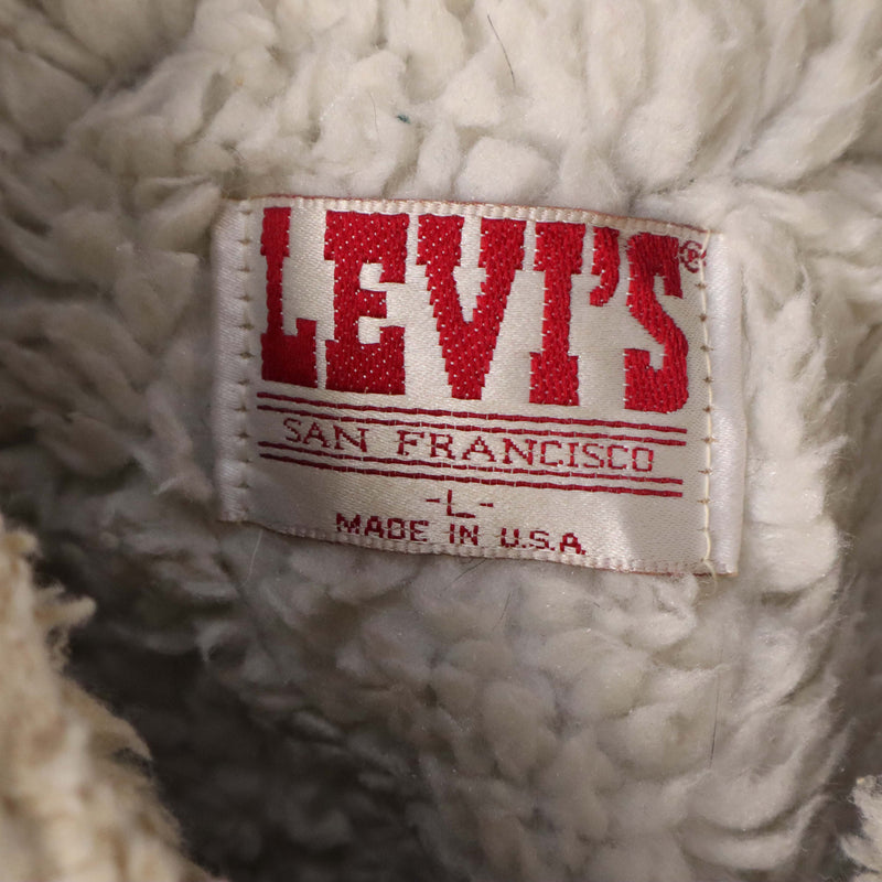 Levi's 90's Fleece Lined Collar Button Up Long Sleeve Denim Jacket Large Blue