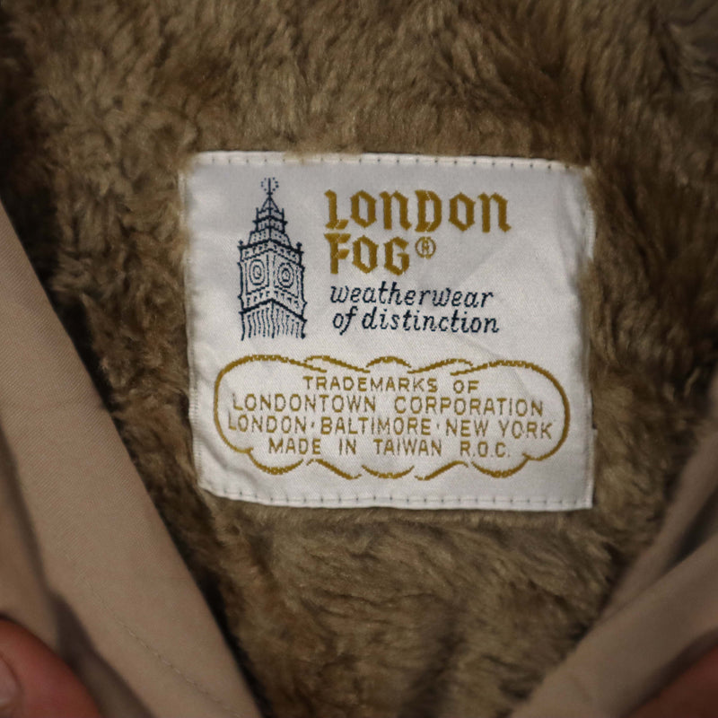 London Fog 90's Long Button Up Trench Coat Large Beige Cream