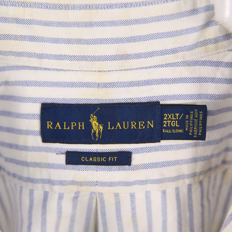Ralph Lauren 90's Long Sleeve Button Up Striped Shirt XXLarge (2XL) White