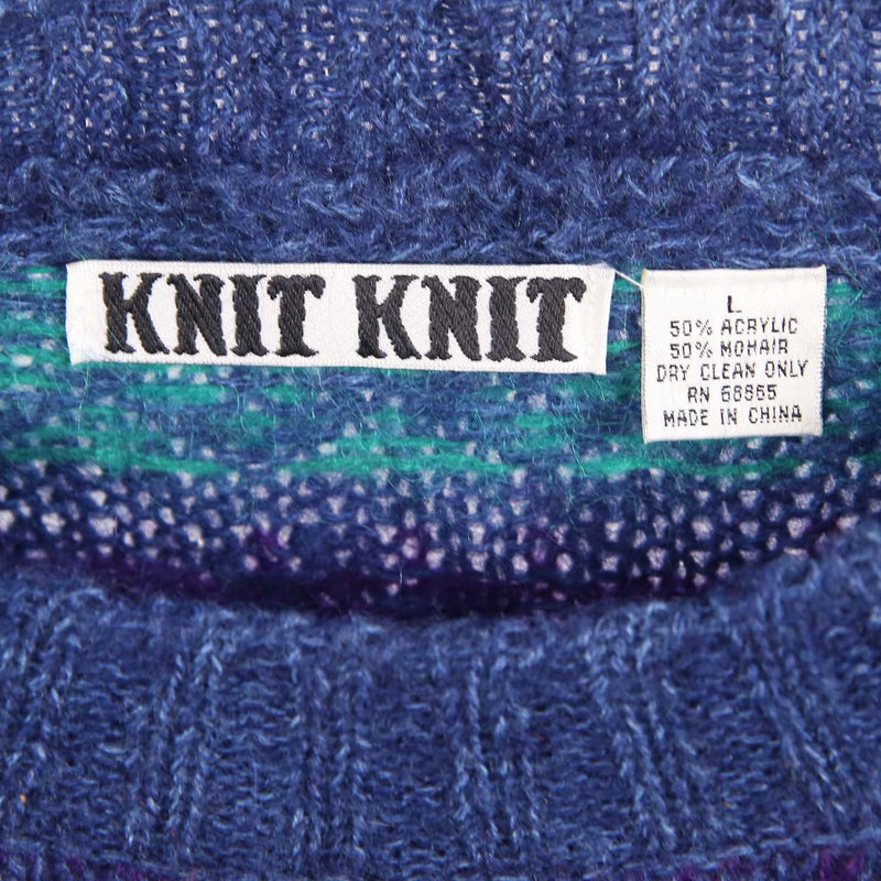 KNIT 90's Knitted Crewneck Heavyweight Jumper / Sweater Large Blue