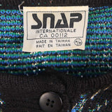 Snap 90's Knitted Quarter Button Jumper / Sweater Medium Blue