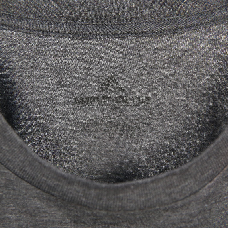 Adidas 90's Short Sleeve Printed Spellout Logo T Shirt Large Grey
