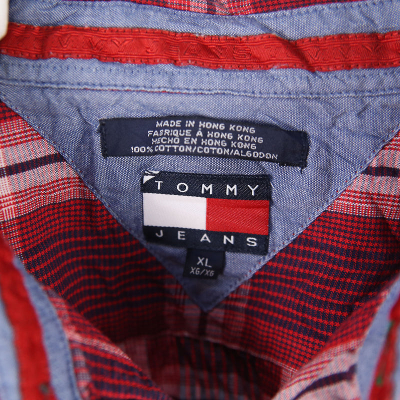 Tommy Hilfiger 90's Button Up Short Sleeve Check Shirt XLarge Red