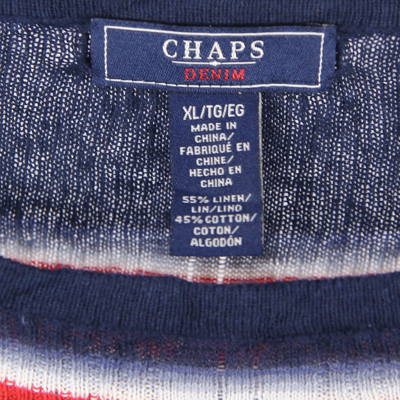 Chaps 90's Crewneck Long Sleeve Striped Jumper XLarge Blue