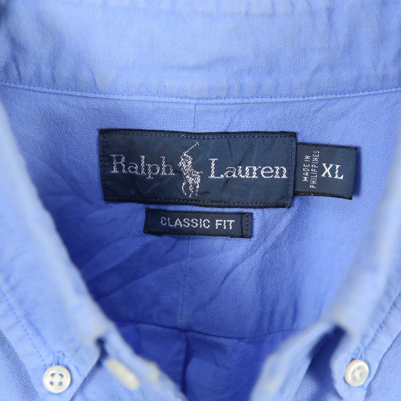 Polo by Ralph Lauren 90's Plain Short Sleeve Button Up Shirt XLarge Blue