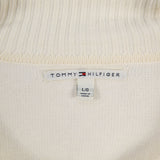Tommy Hilfiger 90's Quarter Button Knitted Jumper / Sweater Large Beige Cream