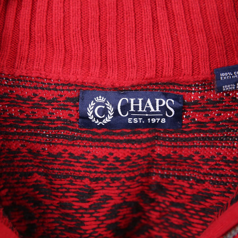Chaps 90's Quarter Zip Striped Fleece Jumper XLarge Black