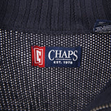 Chaps 90's Quarter Zip Knitted Jumper / Sweater Large Navy Blue
