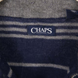 Chaps 90's Quarter Zip Ribbed Striped Jumper / Sweater Medium Navy Blue