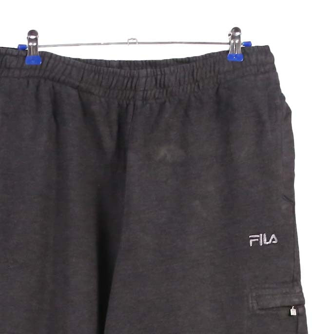 Fila 90's Elasticated Waistband Drawstrings Straight Leg Bootcut Trousers / Pants Medium Black