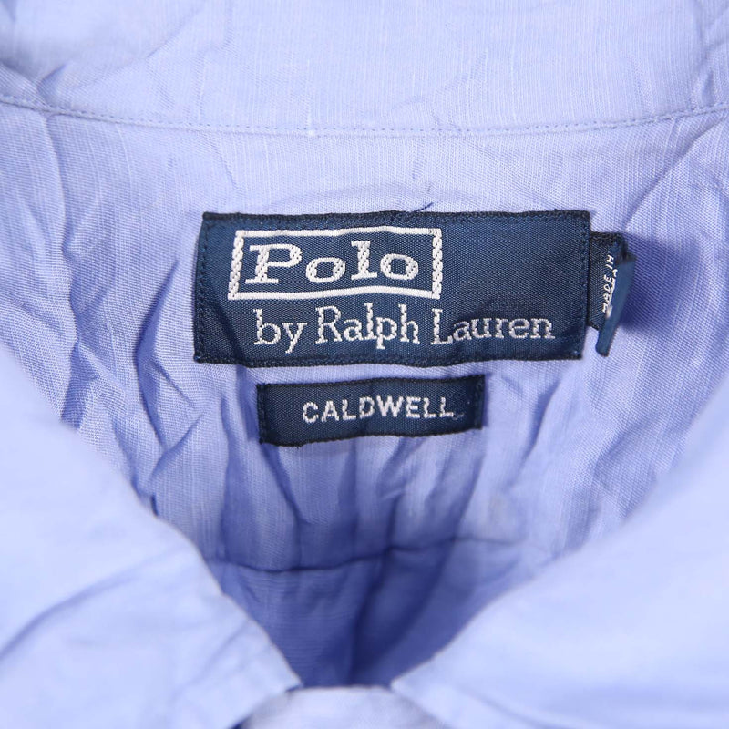 Polo by Ralph Lauren 90's Short Sleeve Button Up Plain Shirt XLarge Blue