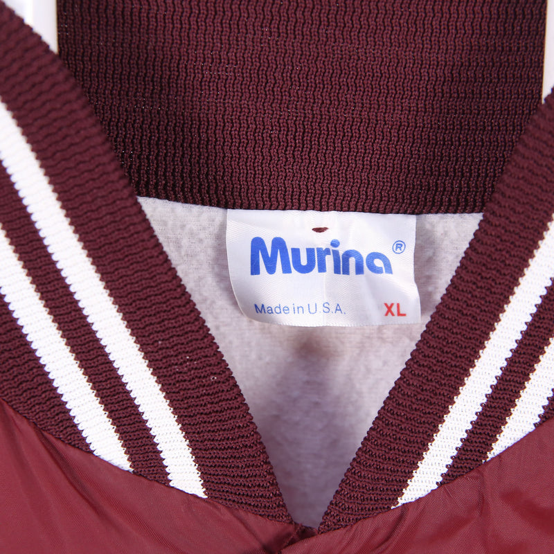 Murina 90's Nylon Sportswear Button Up Long Sleeve Varsity Jacket XLarge Burgundy Red