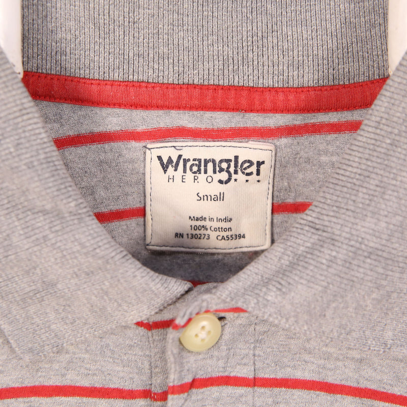 Wrangler 90's Striped Short Sleeve Button Up Polo Shirt Small Grey