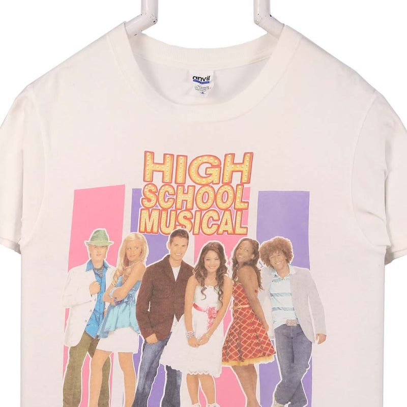Anvil 90's High School Musical Tee Back Print Short Sleeve T Shirt Small White