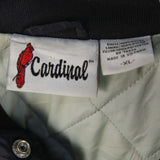 Cardinal 90's Bomber Button Up Nylon Sportswear Varsity Jacket XLarge Black