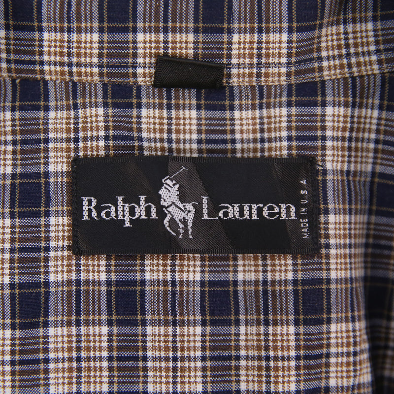 Ralph Lauren 90's Check Long Sleeve Button Up Shirt XLarge Brown