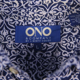 ONO & Company 90's Pattern Short Sleeve Button Up Shirt Large Blue