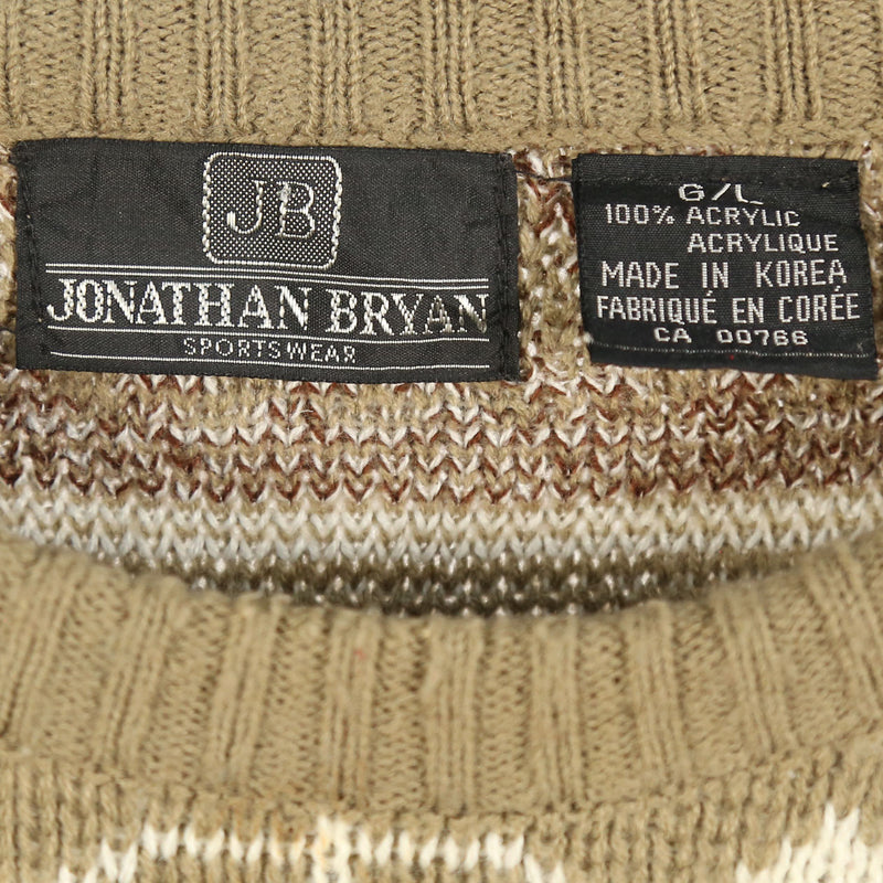 Jonathan bryan 90's Cable Knitted Crewneck Jumper / Sweater Large Beige Cream