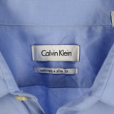 Calvin Klein 90's Plain Long Sleeve Button Up Shirt Large Navy Blue