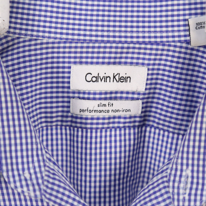 Calvin Klein 90's Long Sleeve Check Button Up Shirt XLarge (missing sizing label) Blue