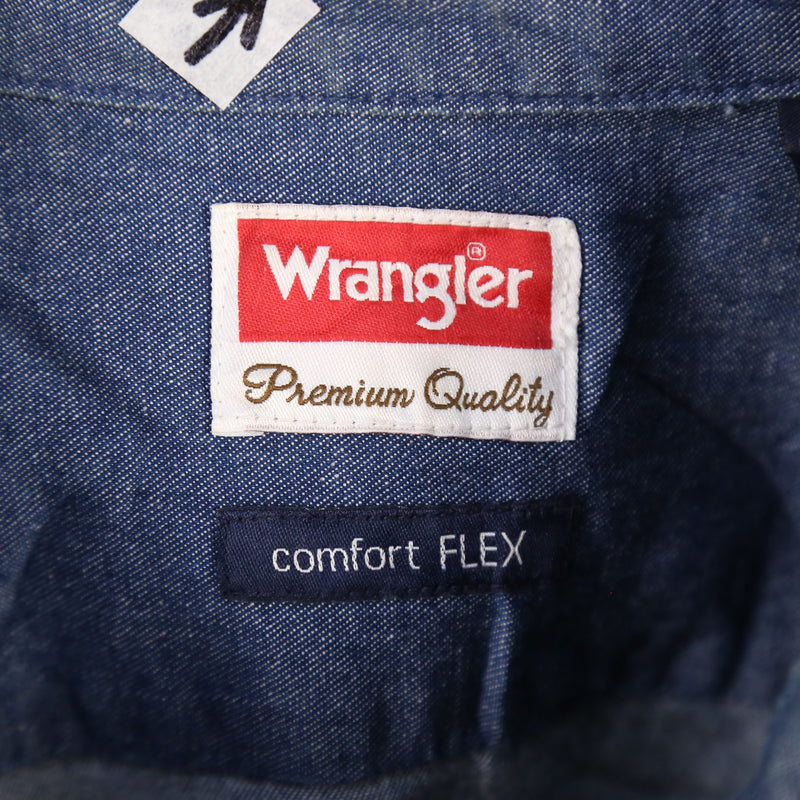 Wrangler 90's Denim Long Sleeve Button Up Shirt XLarge Blue