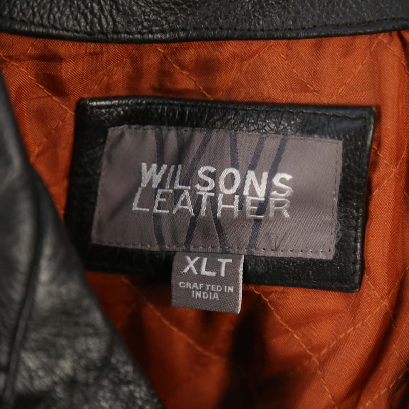 Wilson 90's Heavyweight Zip Up Leather Jacket XLarge Black