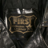 Genuine Leather 90's Biker Jacket Genuine Leather Zip Up Leather Jacket Small (missing sizing label) Black