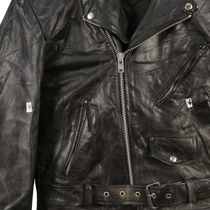 Wilson 90's Heavyweight Zip Up Leather Jacket Medium Black