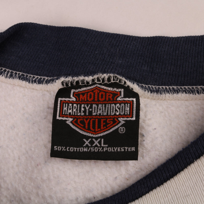 Harley Davidson  Spellout Back Print Crewneck Windbreaker Jacket XXLarge (2XL) White