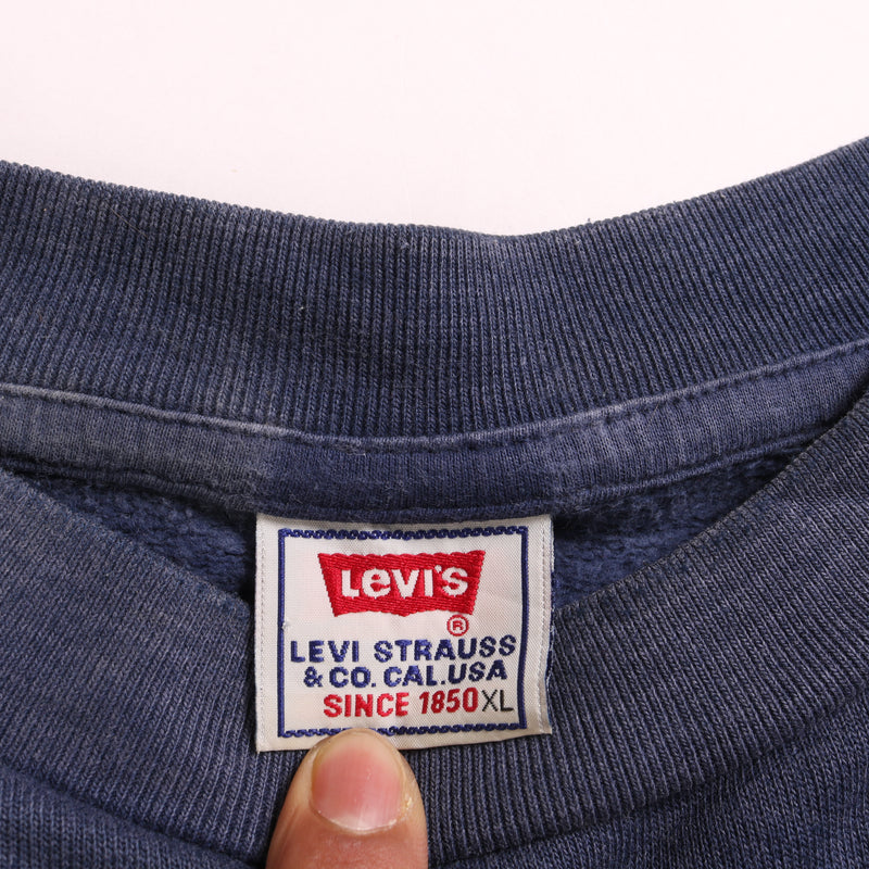 Levi  Spellout Heavyweight Crewneck Sweatshirt XLarge Navy Blue