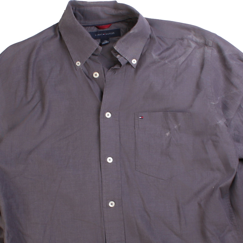 Tommy Hilfiger  Plain Long Sleeve Button Up Shirt Small Grey