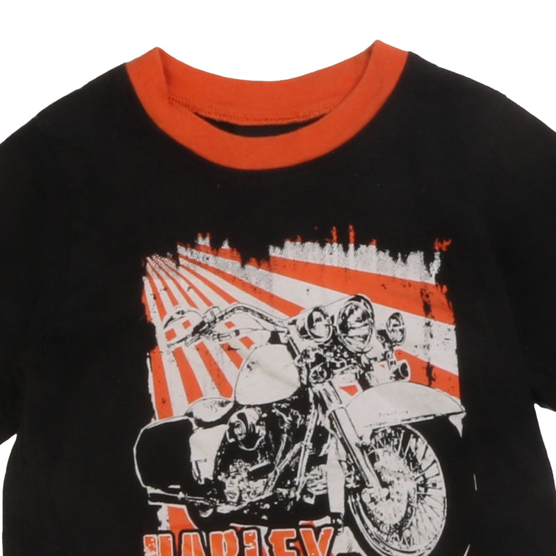 Harley Davidson  Spellout Short Sleeve Crewneck T Shirt XSmall (missing sizing label) Black