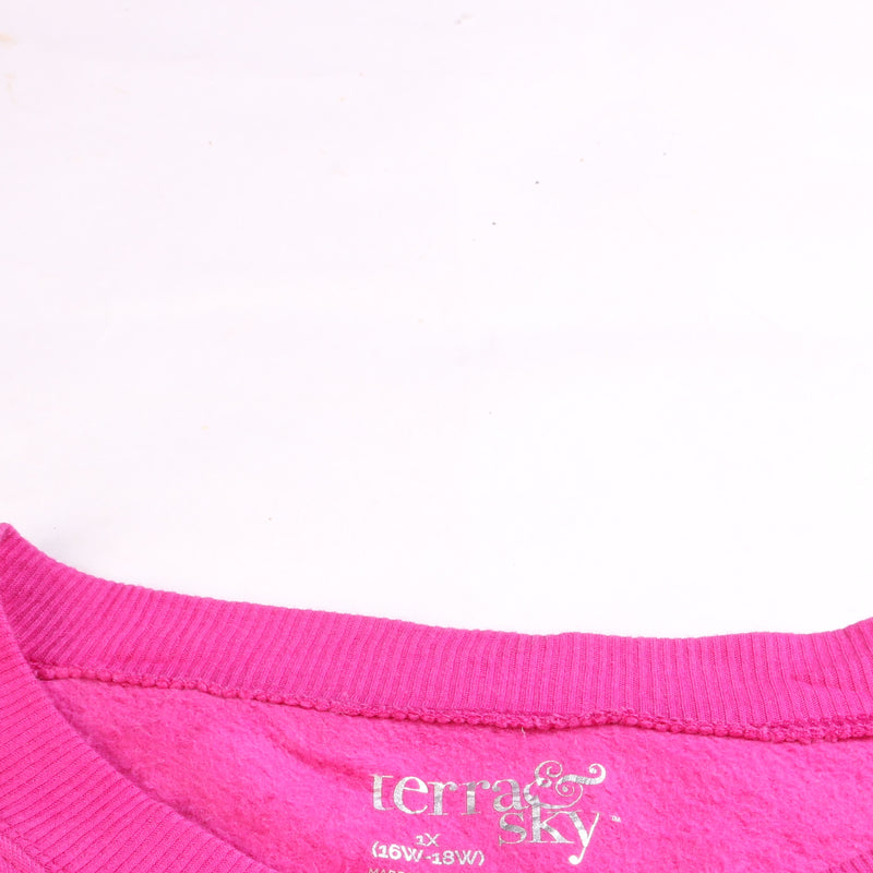 Terra Sky  Crewneck Plain Sweatshirt XLarge Pink